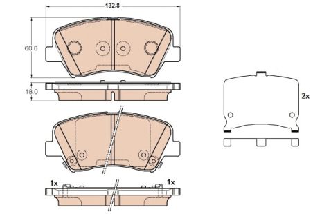 Комплект тормозных колодок HYUNDAI ELANTRA, HYUNDAI VELOSTER, TRW (GDB3552)