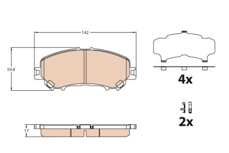 Комплект гальмівних колодок NISSAN X-TRAIL, NISSAN QASHQAI, NISSAN ROGUE, TRW (GDB3631)