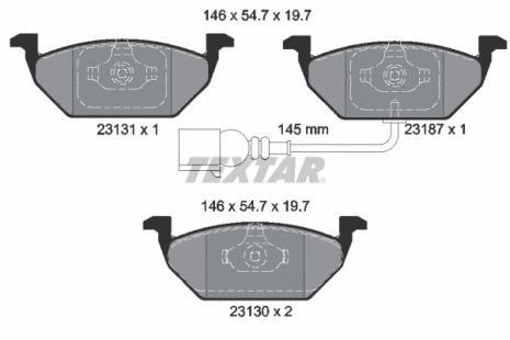 Комплект тормозных колодок ZHONGHUA(BRILLIANCE) H530, SEAT ALTEA, SKODA OCTAVIA, TEXTAR (2313101)