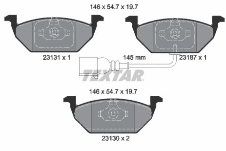 Комплект гальмівних колодок ZHONGHUA(BRILLIANCE) H530, SEAT ALTEA, SKODA OCTAVIA, TEXTAR (2313101)