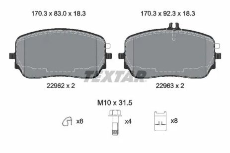 Комплект гальмівних колодок MB GLS, MB GLE, TEXTAR (2296201)