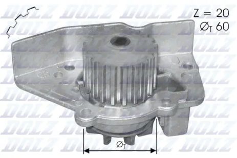 Водяной насос, помпа PEUGEOT 306, CITROËN XSARA, CITROËN ZX, DOLZ (N406)