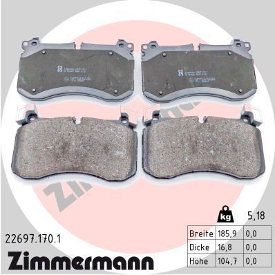 Комплект гальмівних колодок MB GLS, MB GLE, MB G-CLASS, ZIMMERMANN (226971701) Комплект гальмівних колодок MB GLS, MB GLE, MB G-CLASS, ZIMMERMANN (226971701)