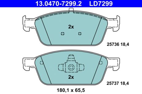Комплект гальмівних колодок FORD TOURNEO, FORD TRANSIT, FORD KUGA, ATE (13047072992)