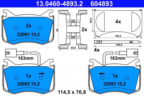 Комплект колодок гальмівних ALFA ROMEO, ATE (13046048932) Комплект колодок гальмівних ALFA ROMEO, ATE (13046048932)