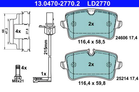Гальмівні колодки комплект для PORSCHE MACAN, AUDI A7, AUDI A6, ATE (13047027702) Гальмівні колодки комплект для PORSCHE MACAN, AUDI A7, AUDI A6, ATE (13047027702)