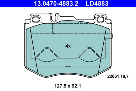 Комплект гальмівних колодок MB E-CLASS, MB GLC, MB C-CLASS, ATE (13047048832)