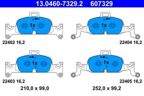 Комплект тормозных колодок AUDI A7, AUDI Q5, AUDI A4, ATE (13046073292)