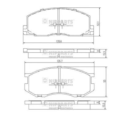Комплект гальмівних колодок TOYOTA LITEACE, MITSUBISHI GALANT, MITSUBISHI STARION, NIPPARTS (J3602039)