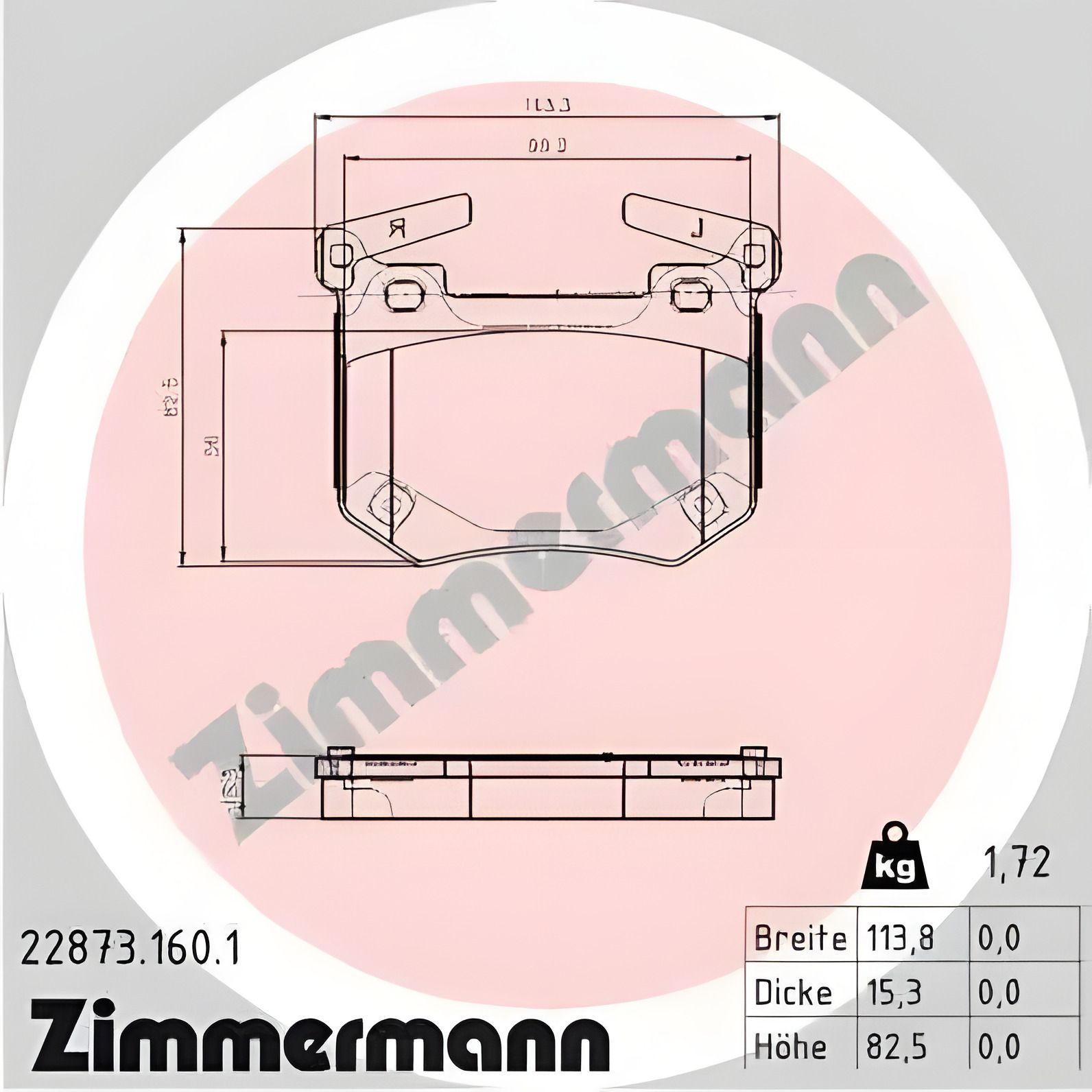 Гальмівних колодок комплект ZIMMERMANN GENESIS G70, KIA STINGER (228731601) Гальмівних колодок комплект ZIMMERMANN GENESIS G70, KIA STINGER (228731601)