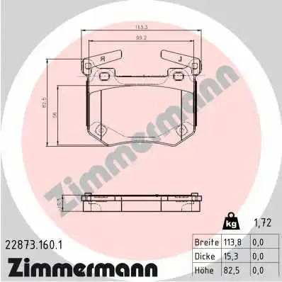 Комплект гальмівних колодок GENESIS G70, KIA STINGER, ZIMMERMANN (228731601)