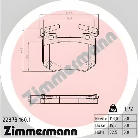 Гальмівних колодок комплект ZIMMERMANN GENESIS G70, KIA STINGER (228731601) Гальмівних колодок комплект ZIMMERMANN GENESIS G70, KIA STINGER (228731601)