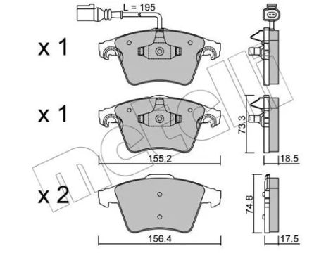 Комплект тормозных колодок VW TRANSPORTER, VW MULTIVAN, METELLI (2205521)