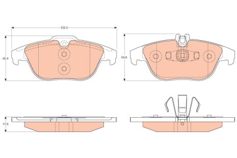 Комплект гальмівних колодок MB (BBDC), MB C-CLASS, MB E-CLASS, TRW (GDB2051)