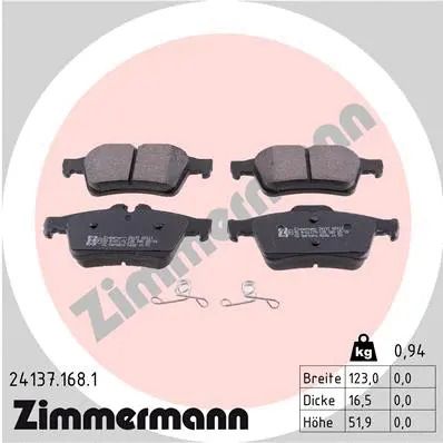 Комплект тормозных колодок VOLVO (CHANGAN), RENAULT LAGUNA, CADILLAC BLS, ZIMMERMANN (241371681)
