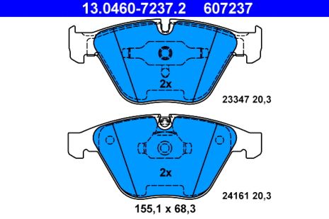 Комплект гальмівних колодок BMW 3, BMW X1, BMW Z4, ATE (13046072372)