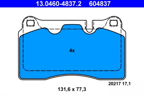 Комплект тормозных колодок LAND ROVER, ATE (13046048372)