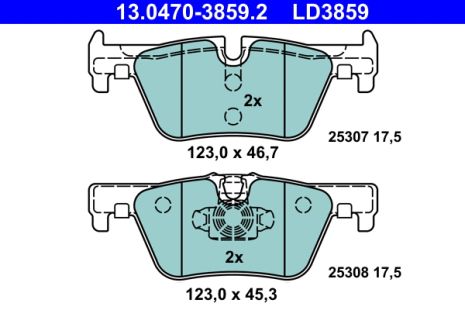 Комплект гальмівних колодок BMW 4, BMW 2, BMW 1, ATE (13047038592)