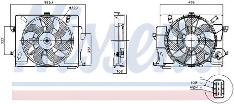KIA RIO, HYUNDAI ACCENT, HYUNDAI VELOSTER радіатора вентилятор охолодження, NISSENS (850049)