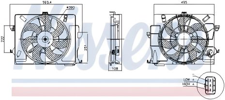 Автомобильный вентилятор радиатора для KIA RIO, HYUNDAI ACCENT, VELOSTER, NISSENS (850049) Автомобильный вентилятор радиатора для KIA RIO, HYUNDAI ACCENT, VELOSTER, NISSENS (850049)