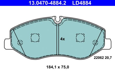 Комплект гальмівних колодок MB VITO, MB MARCO, MB V-CLASS, ATE (13047048842)