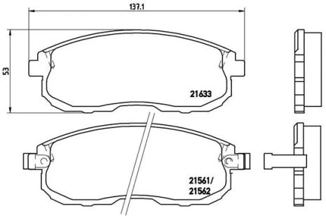 Комплект гальмівних колодок SUZUKI (CHANGAN), INFINITI G, NISSAN AVENIR, BREMBO (P56021)