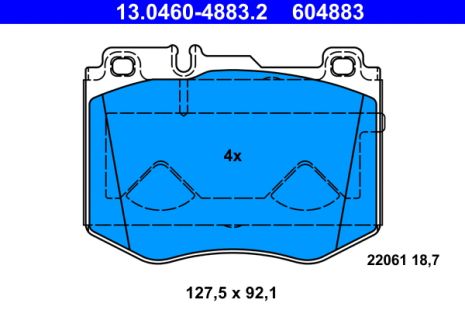 Комплект гальмівних колодок MB E-CLASS, MB C-CLASS, MB GLC, ATE (13046048832)