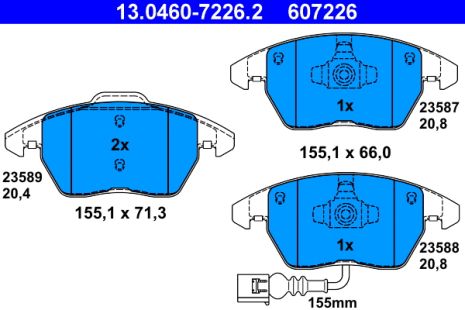 Комплект тормозных колодок для AUDI A1, AUDI TT, ATE (13046072262)