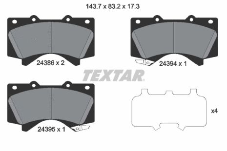 Комплект тормозных колодок HYUNDAI XG, LEXUS LX, TOYOTA LAND СRUISER, TEXTAR (2438601)