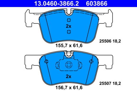 Комплект гальмівних колодок BMW 1, BMW 3, BMW 4, ATE (13046038662)