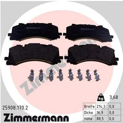 Комплект гальмівних колодок VW TOUAREG, AUDI Q8, AUDI A6, ZIMMERMANN (259081702)
