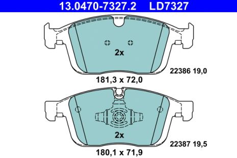 Комплект гальмівних колодок VOLVO XC60, ATE (13047073272)