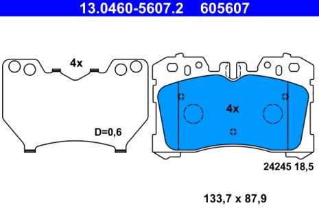 Комплект гальмівних колодок LEXUS LS, ATE (13046056072)