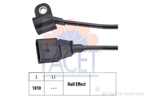 Датчик фаз, положения распредвала SKODA SUPERB, VW PASSAT, AUDI A4, FACET (90565)