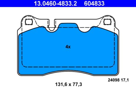 Комплект гальмівних колодок SEAT LEON, AUDI TT, VW TOUAREG, ATE (13046048332)