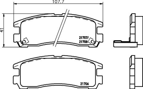 Комплект тормозных колодок PROTON PERDANA, DODGE STRATUS, HYUNDAI SANTAMO, NISSHINBO (NP3013)