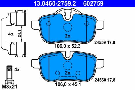 Комплект гальмівних колодок BMW Z4, ATE (13046027592)