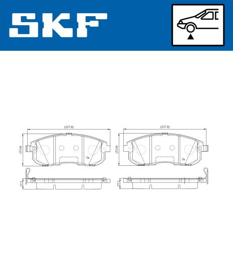 Комплект гальмівних колодок NISSAN PULSAR, NISSAN JUKE, NISSAN SENTRA, SKF (VKBP80197A)