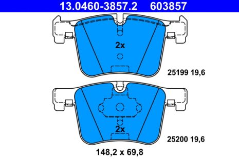 Комплект гальмівних колодок BMW 2, BMW 4, BMW 3, ATE (13046038572)