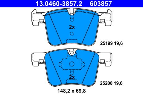 Комплект гальмівних колодок BMW 2, BMW 4, BMW 3, ATE (13046038572)