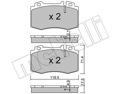 Комплект тормозных колодок MB (BBDC), MB E-CLASS, METELLI (2205635)