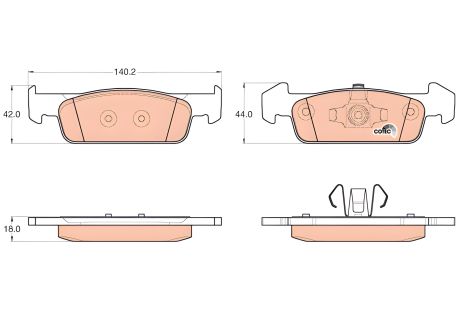 Гальмівних колодок комплект DACIA LOGAN, RENAULT SANDERO/STEPWAY, RENAULT LOGAN, TRW (GDB2018)