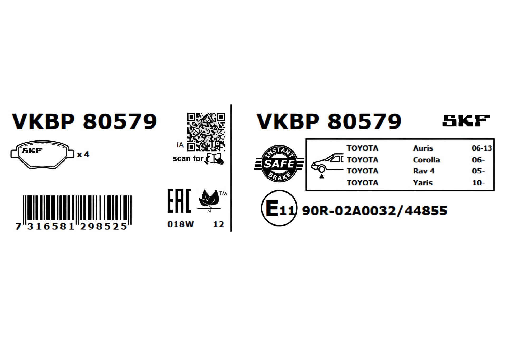 Комплект тормозных колодок LEXUS HS, SUBARU TREZIA, TOYOTA ALLION, SKF (VKBP80579) Комплект тормозных колодок LEXUS HS, SUBARU TREZIA, TOYOTA ALLION, SKF (VKBP80579)