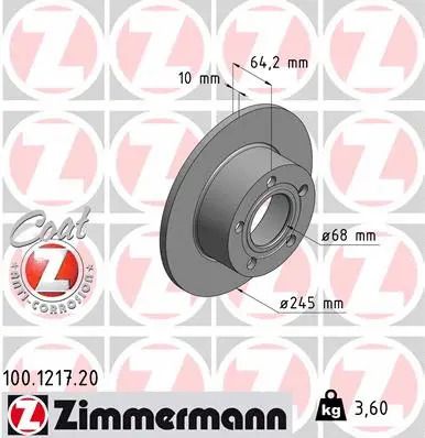 Диск гальмівний VW, SKODA SUPERB, ZIMMERMANN (100121720)