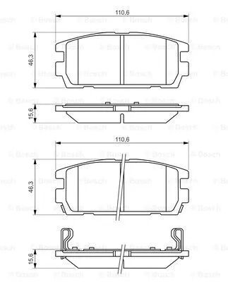 Комплект тормозных колодок HYUNDAI (HUATAI), HYUNDAI TERRACAN, BOSCH (0986494137)