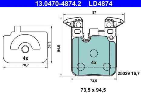 Комплект тормозных колодок BMW 4, BMW 2, BMW 1, ATE (13047048742)