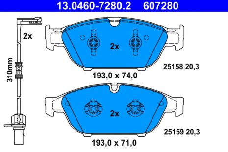 Комплект тормозных колодок AUDI A6, AUDI A7, AUDI A8, ATE (13046072802)