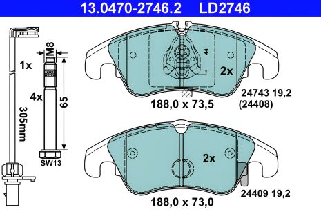 Тормозные колодки комплект для AUDI A5, A4, ATE (13047027462) Тормозные колодки комплект для AUDI A5, A4, ATE (13047027462)