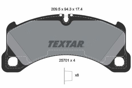 Комплект тормозных колодок PORSCHE PANAMERA, PORSCHE MACAN, TEXTAR (2570101)