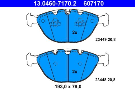 Комплект тормозных колодок BMW X5, ATE (13046071702)